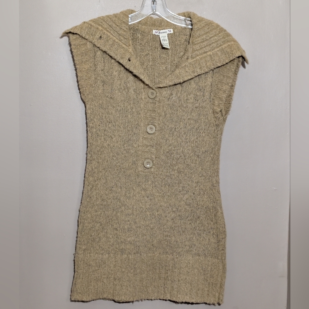 Y2K Vintage Tan Sweater Dress Mini Forever 21 V-neck Fitted S